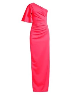 Black Halo Odella Asymmetric Draped Neoprene Gown