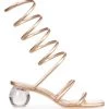 Cult Gaia Freya Metallic Leather Ankle-Wrap Sandals
