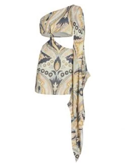 Cult Gaia Lucy One-Sleeve Cut-Out Minidress