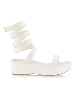 Cult Gaia Gabi Snake-Embossed Leather Wrap Sandals