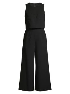 Black Halo Nia 2-Piece Sleeveless Woven Crop Jumpsuit