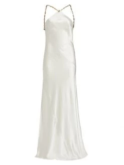 Cult Gaia Ophelia Satin & Chain-Link Gown