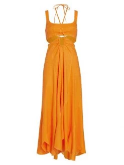 Cult Gaia Eileen Cutout Linen Maxi Dress