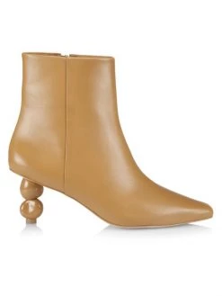 Cult Gaia Daylee Leather Sculptural-Heel Ankle Booties Camel -Black Halo And Cult Gaia store unnamed file 1185