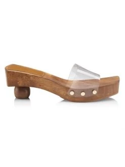 Cult Gaia Nia Wooden Spherical-Heel Sandals