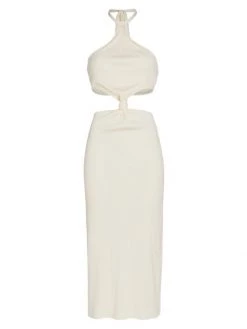 Cult Gaia Cameron Rib-Knit Knotted Midi-Dress