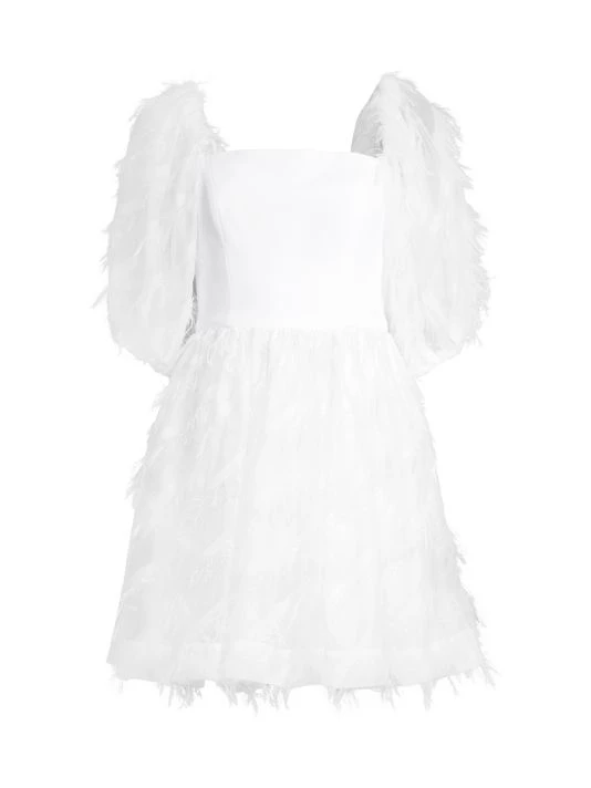 Black Halo Pepper Puff-Sleeve Fringe Minidress 1 Black Halo Pepper Puff-Sleeve Fringe Minidress