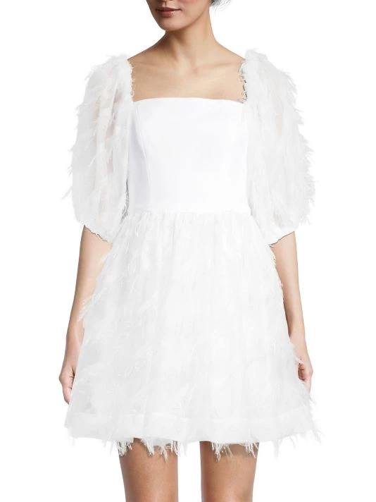 Black Halo Pepper Puff-Sleeve Fringe Minidress 3 Black Halo Pepper Puff-Sleeve Fringe Minidress - Image 3