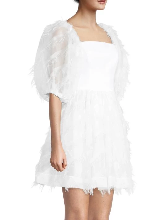 Black Halo Pepper Puff-Sleeve Fringe Minidress 4 Black Halo Pepper Puff-Sleeve Fringe Minidress - Image 4