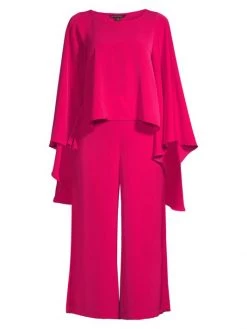 Black Halo Joss 2-Piece Draped Crepe Back Satin Crop Jumpsuit