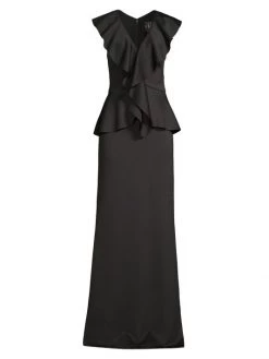 Black Halo Syn Ruffle Gown