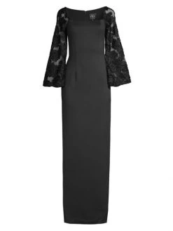 Black Halo Tiana Burnout-Sleeve Column Gown Dark Flora -Black Halo And Cult Gaia store unnamed file 292