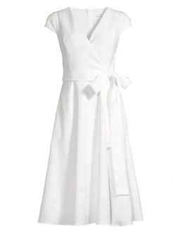 Black Halo Pandora Belted Wrap Midi-Dress