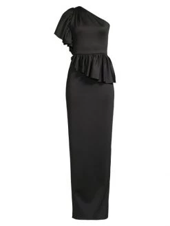 Black Halo Noble One-Shoulder Column Gown