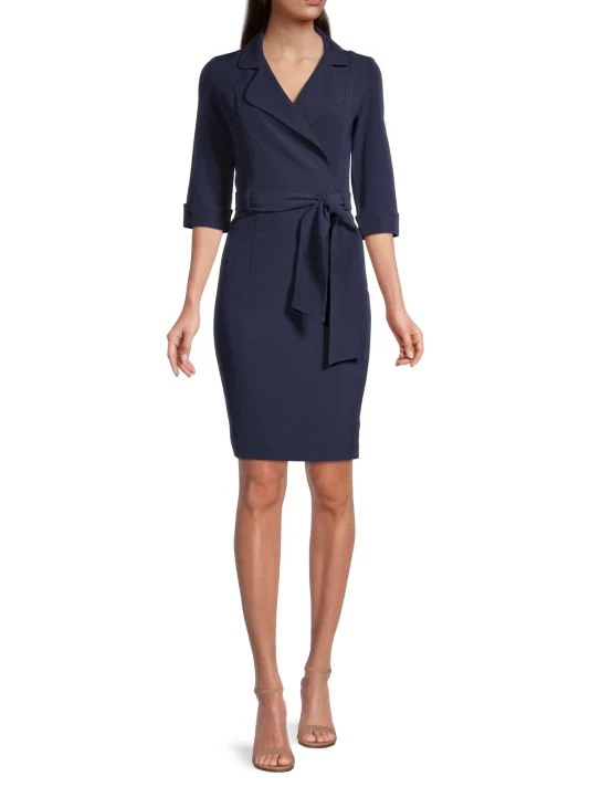 Black Halo Lucinda Belted Dress Pacific Blue 2 Black Halo Lucinda Belted Dress Pacific Blue - Image 2