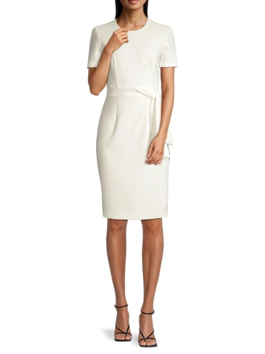 Black Halo Harbor Side-Tie Sheath Dress Porcelain 2 Black Halo Harbor Side-Tie Sheath Dress Porcelain - Image 2