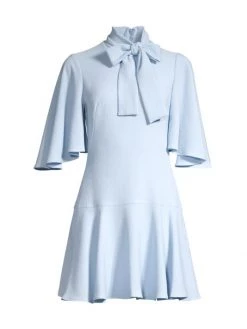 Black Halo Coralia Tie-Neck A-Line Dress