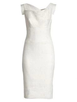 Black Halo Jackie Metallic Draped Sheath Dress