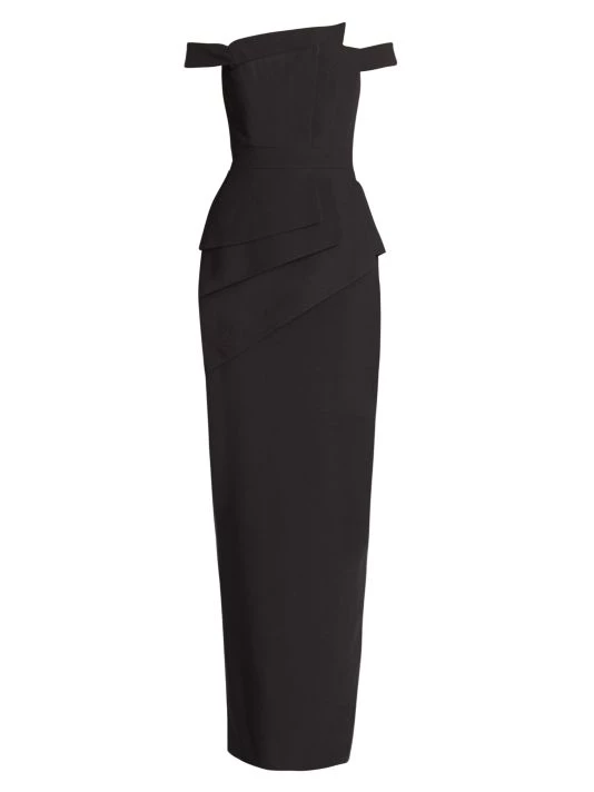 Black Halo La Reina Off-The-Shoulder Gown 1 Black Halo La Reina Off-The-Shoulder Gown