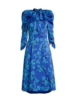 Black Halo Mirabel Ruched-Sleeve Dress