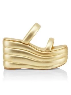 Cult Gaia Enid Padded Leather Platform Sandals