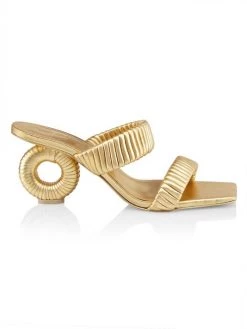Cult Gaia Valence Metallic Leather Sandals