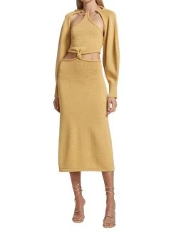 Cult Gaia Salima Knit Twisted Cut-Out Midi-Dress -Black Halo And Cult Gaia store unnamed file 912